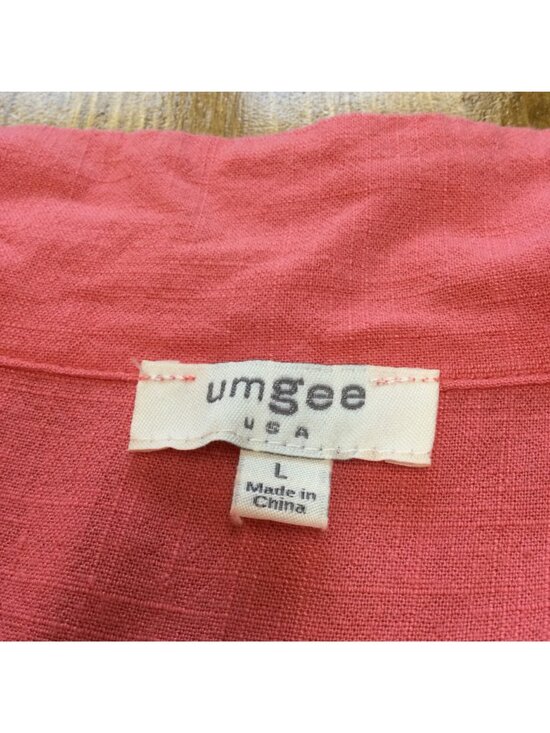 Umgee USA Womens Linen Blend Ombre Button Up Shirt Dress Frayed Hem Size L Boho - Picture 3 of 9